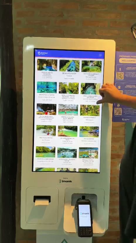 Buying a tour at a self-service kiosk